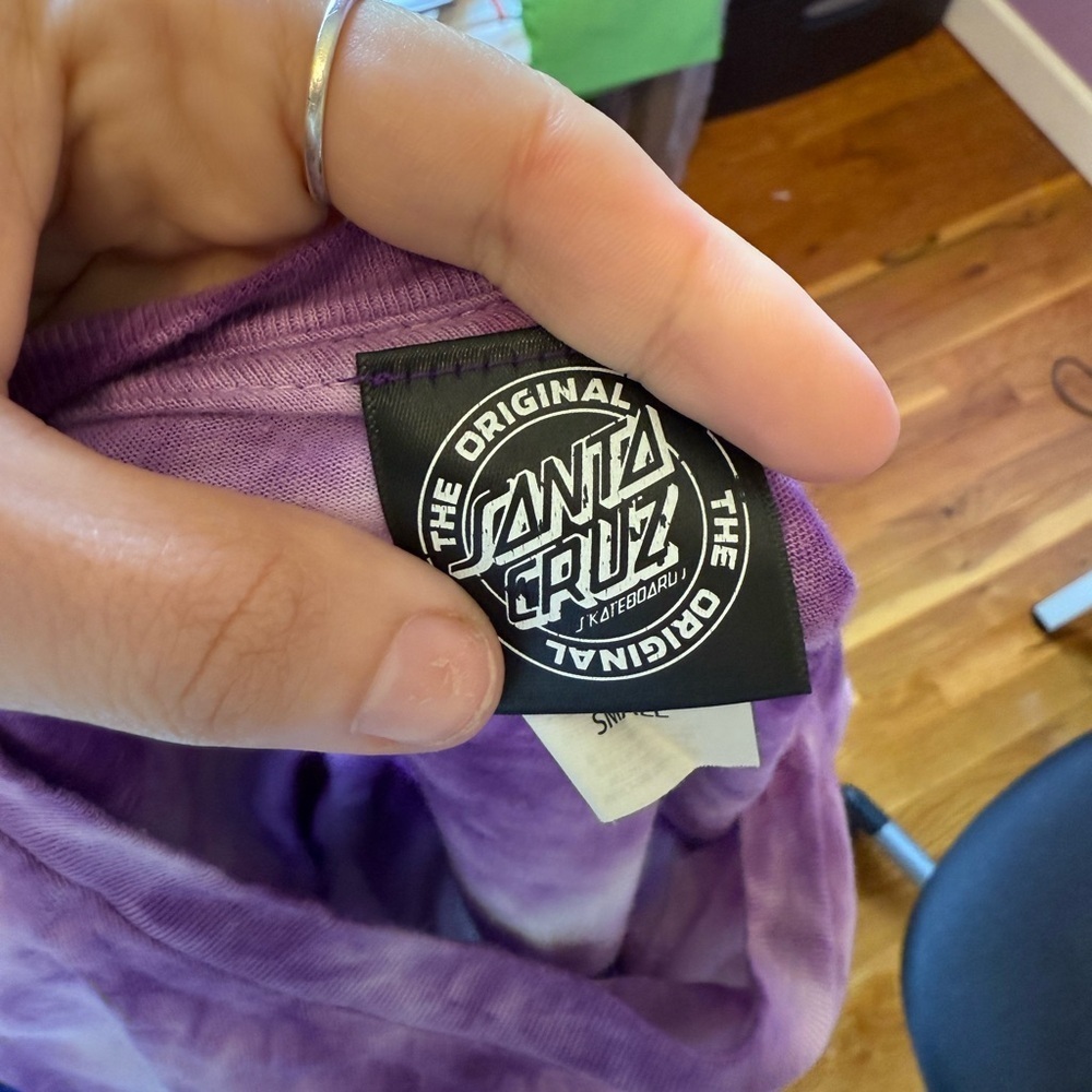 Santa Cruz Skateboards Women’s Purple Tie Dye Logo Long Sleeve Size Small - Picture 2 of 4